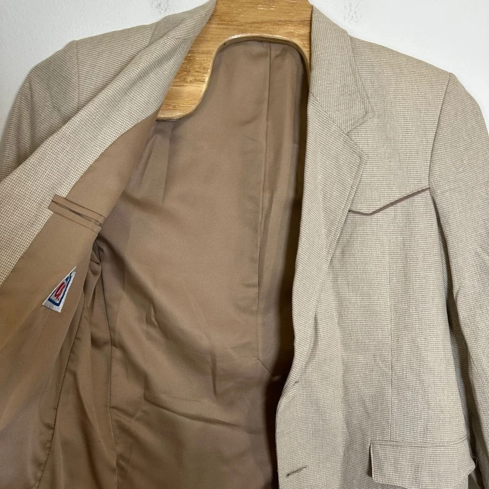 Pioneer Wear Western Blazer Beige Cotton Blend Sport Coat Jacket Made in USA 44L